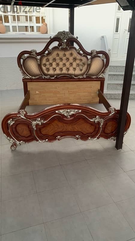 heavy wooden king bed without mattress 0