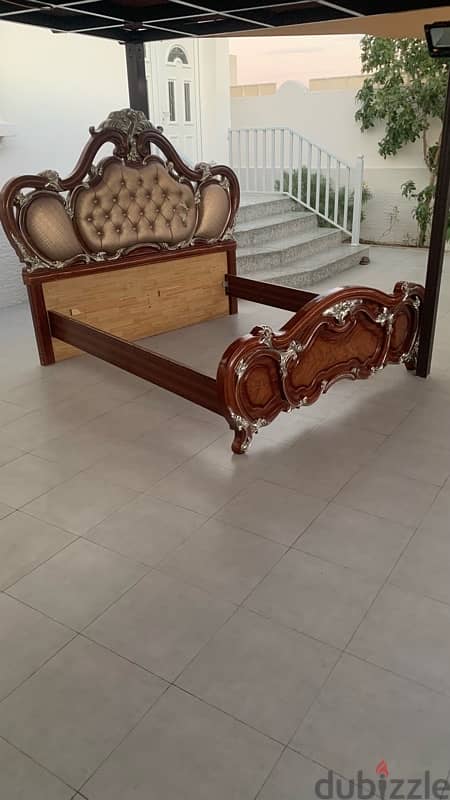 heavy wooden king bed without mattress 1