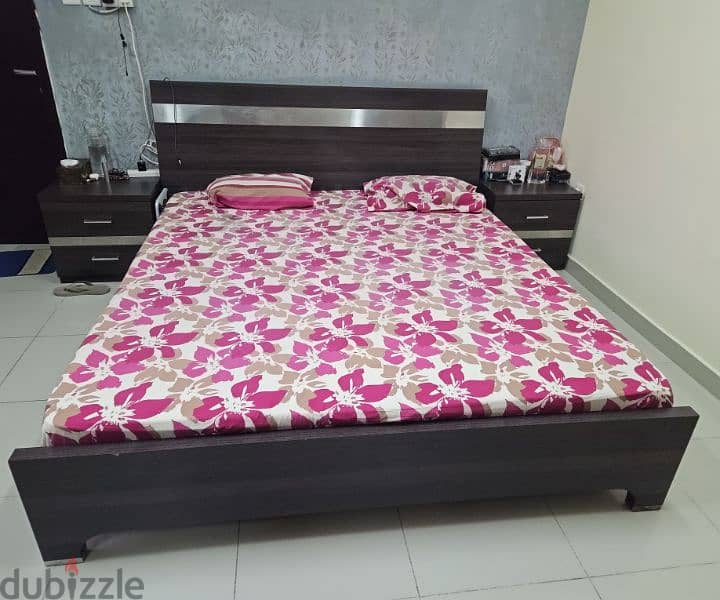 Bed and Matress with 2 Bed side table- Home Centre 0