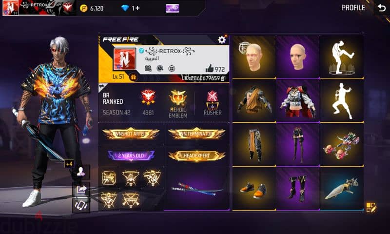 free fire account, 3 years  old account. Please contact in whatsapp 0