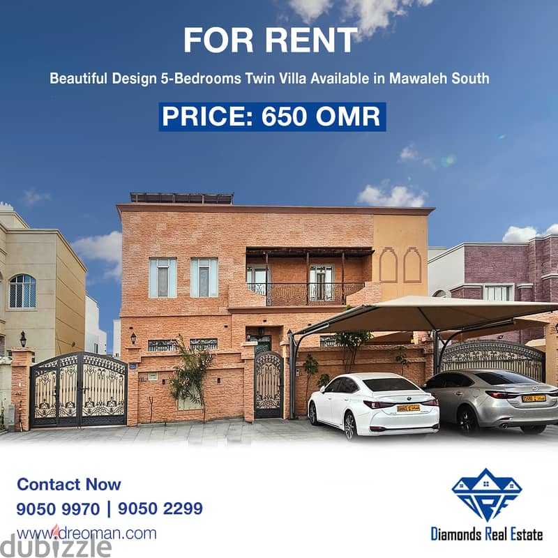 Stunning 5-Bedroom Twin Villa for Rent in Mawaleh South 0