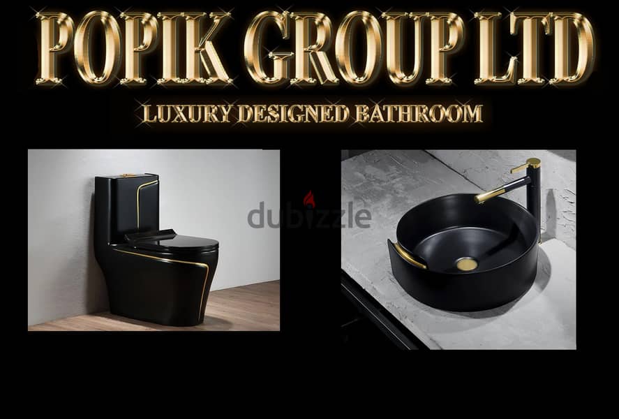 Black Luxury  Design model Gold  Toilet- WC rimless soft-close 9