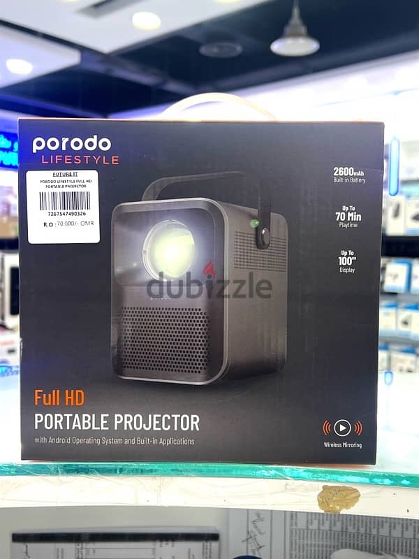 Porodo Lifestyle Full HD Portable Projector | 1080p 0