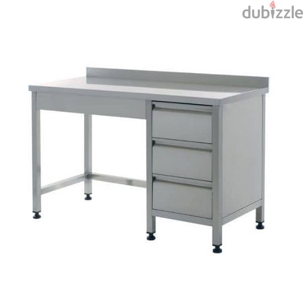 ss table with 3 drawers 0