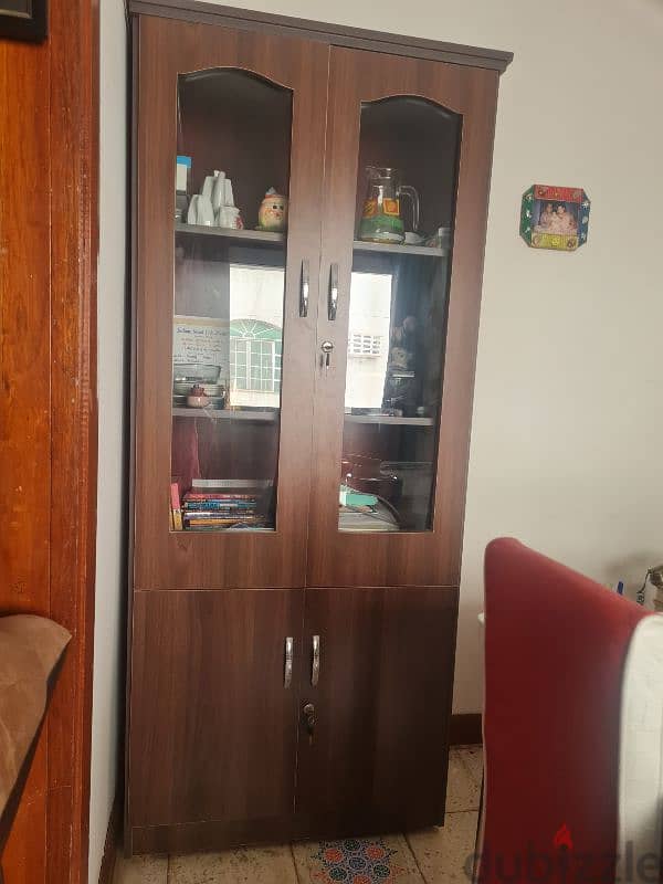 2 door wardrobe with glass 0