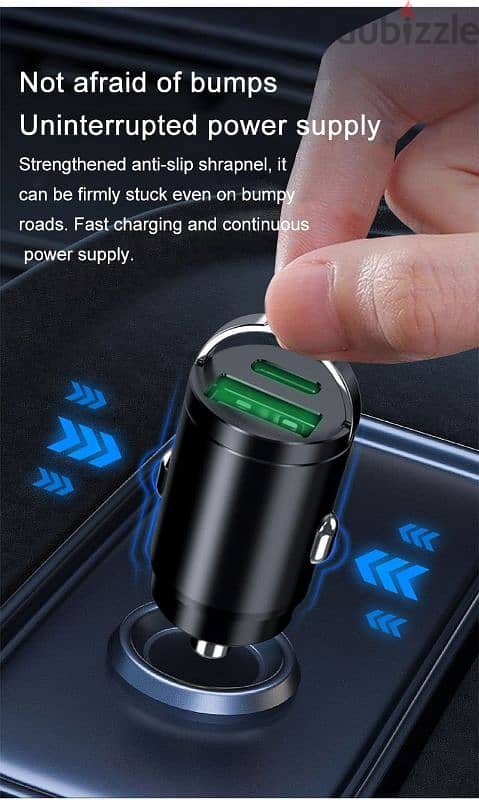 200W mini car charger fast charging for iPhone QC 3.0 mini PD 4