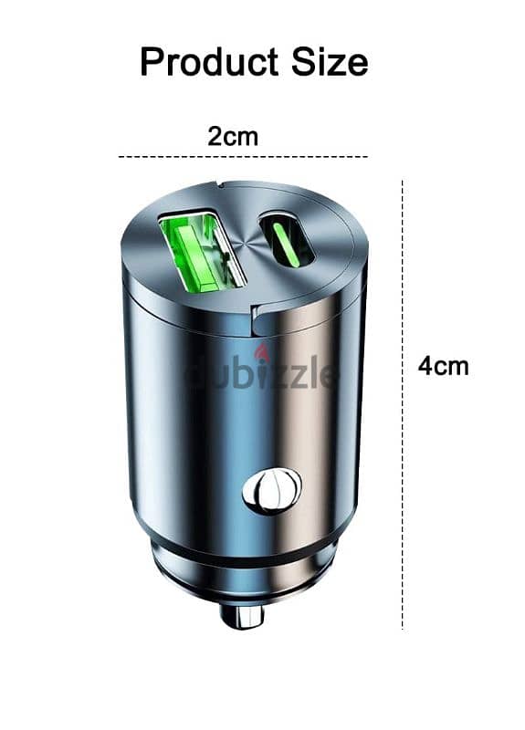 200W mini car charger fast charging for iPhone QC 3.0 mini PD 8