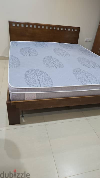 Queen Size Cot with Mattress and TV Table for Sale