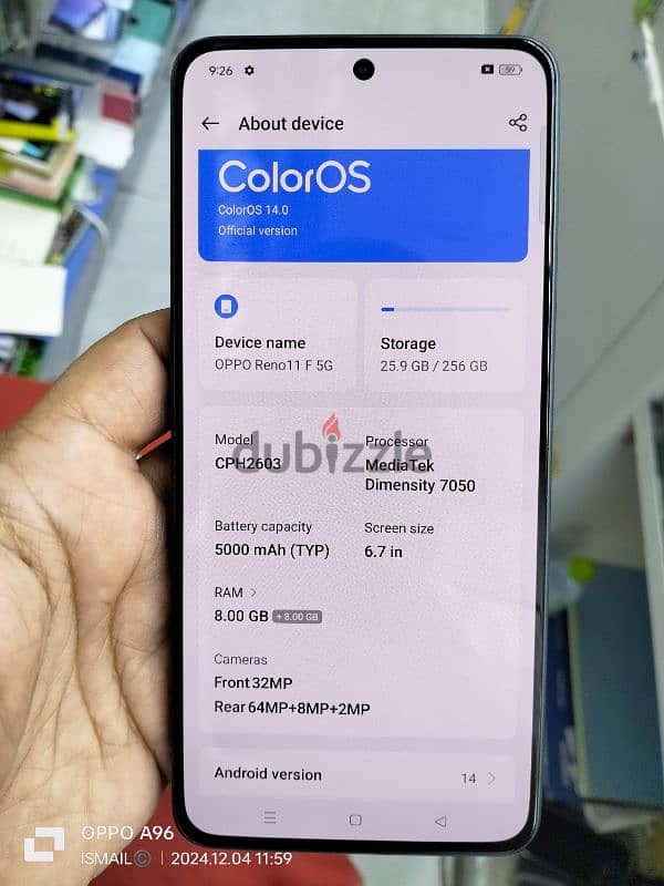 OPPO RENO11F 5G 256GB 8+8RAM 7MONTH HAVE WARRANTY AVAILABLE 3