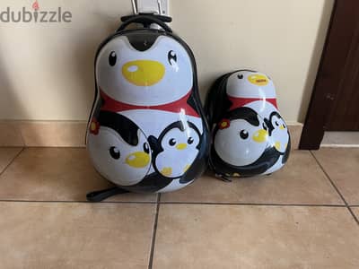 Kids suitcase and kids backpack