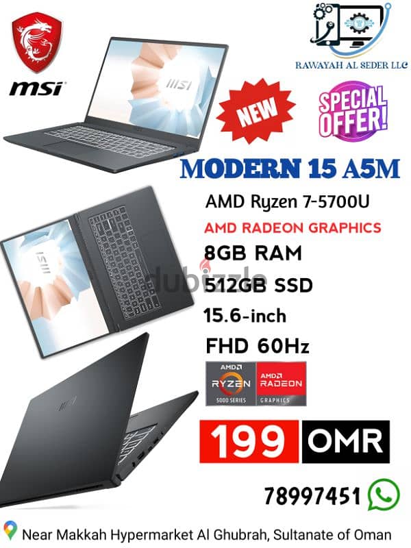 MSI Modern 15 A5M Laptop Amd Ryzen 7-5700U 0