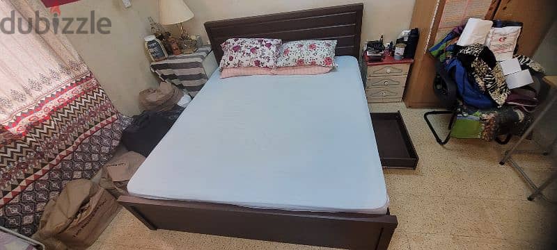 Wood King Size bed with mattress 1