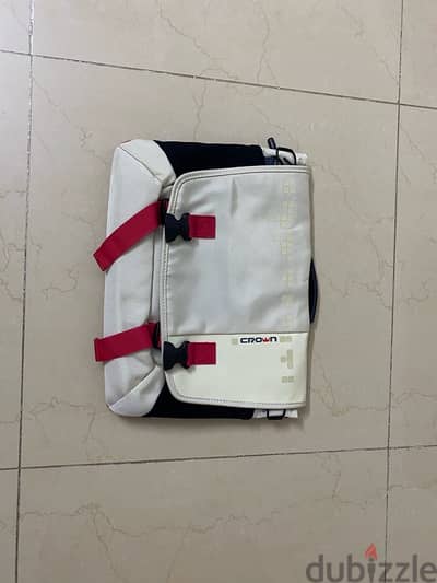 White and Red color laptop bag