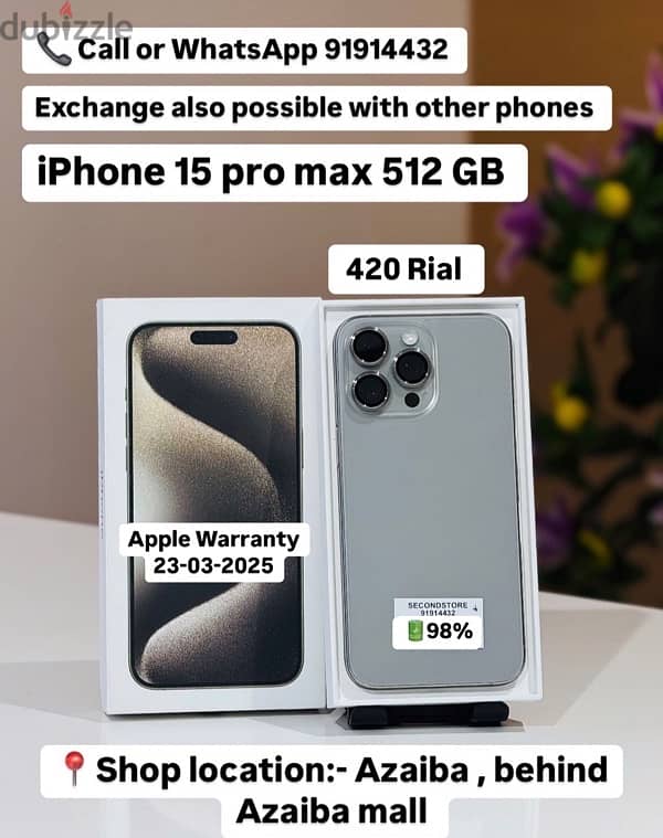 iPhone 15 Pro Max 512GB -98% BH -Apple Warranty- March 2025 0