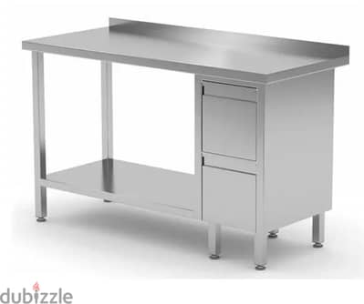 ss table with 2 drawers