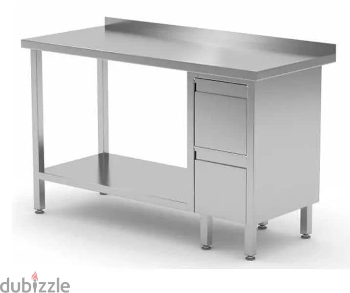 ss table with 2 drawers 0