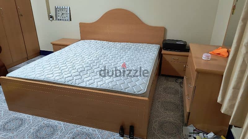 King bed with mattress and side tables 1