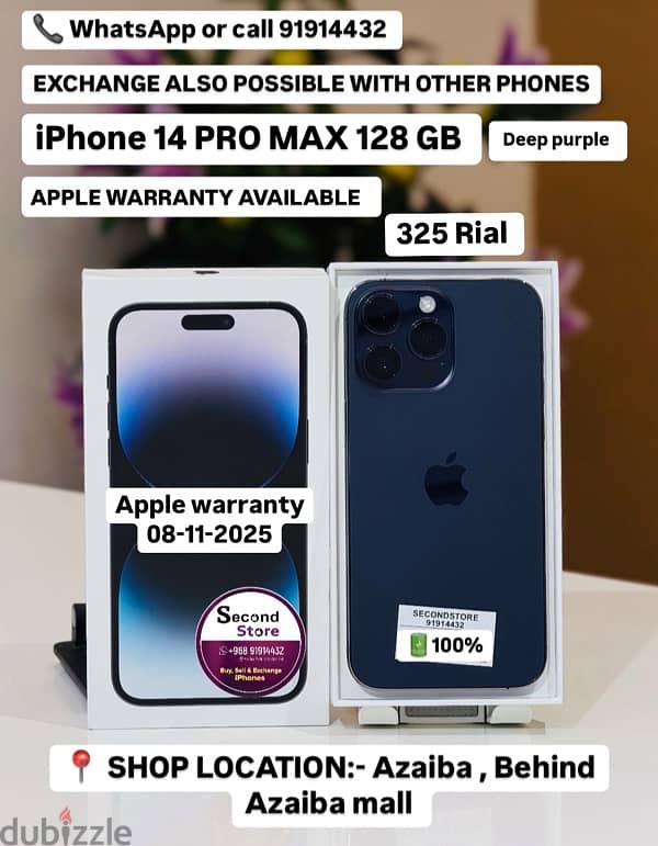 iPhone 14 PRO MAX 128 GB Deep purple APPLE WARRANTY 08-11-2025 0