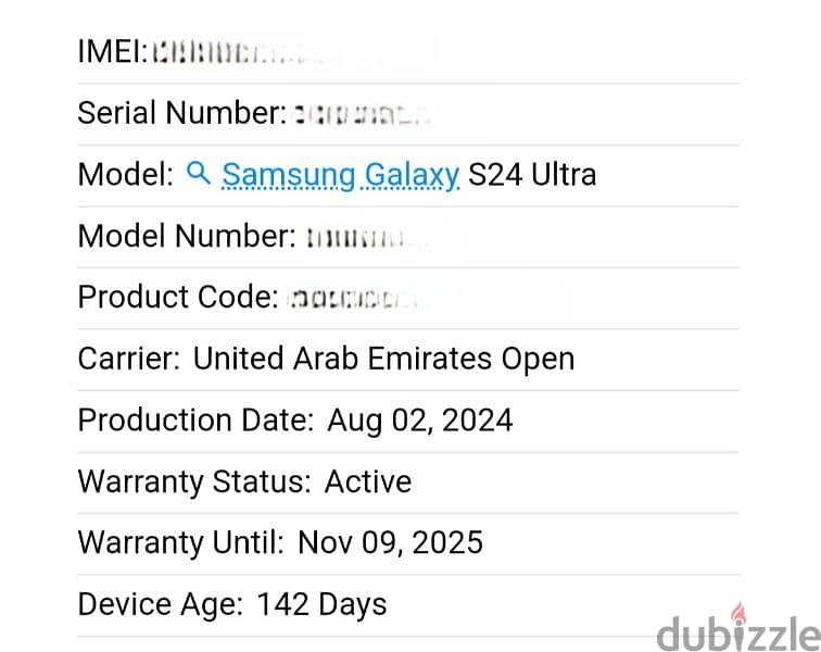 Only 3 months used Samsung ultra S24 for sale Warranty until Nov 2025. 1