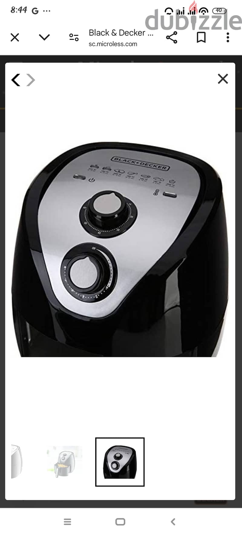 black &decker air fryer 2.5 litter  price 18 omr 0