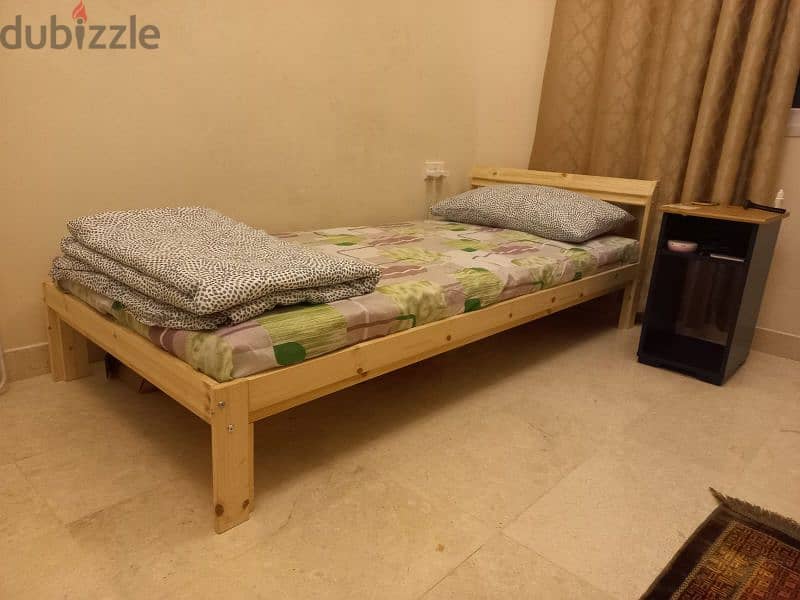 ikea wooden Bed with Mattress 1