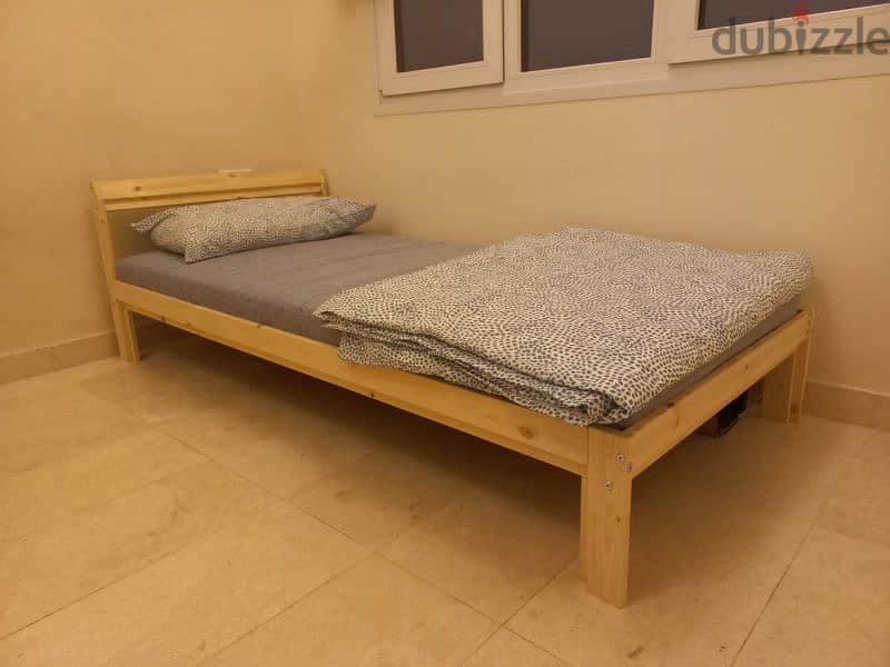 ikea wooden Bed with Mattress 2