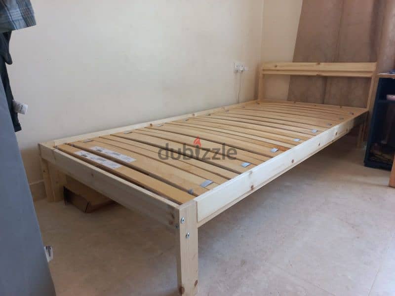 ikea wooden Bed with Mattress 3