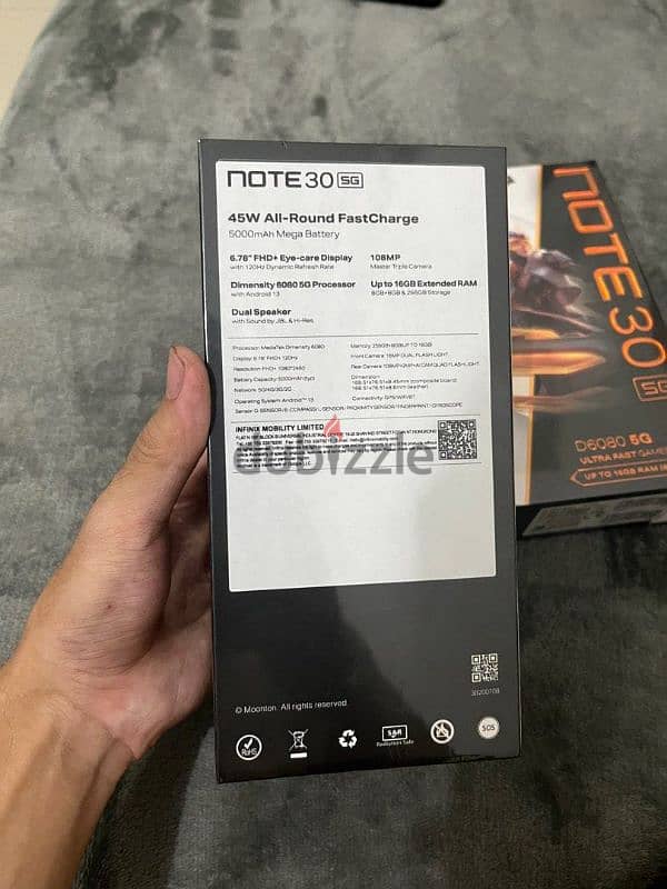 Infinix note 30 5g with box new not used serious buyers only 7