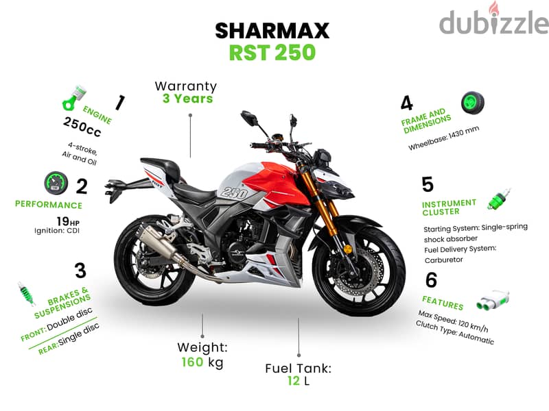 SHARMAX RST 250 WITH WARRANTY (sport naked bike دراجة نارية رياضية) 3