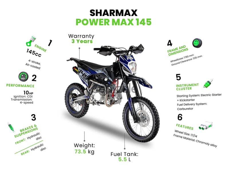 SHARMAX Power Max 145 WITH WARRANTY (enduro, اندورو) 3