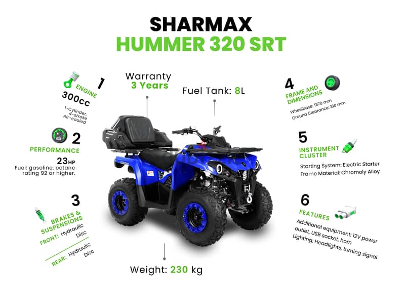 SHARMAX 320 Hammer RX WITH WARRANTY (quad bike, ATV, دراجة رباعية) 4