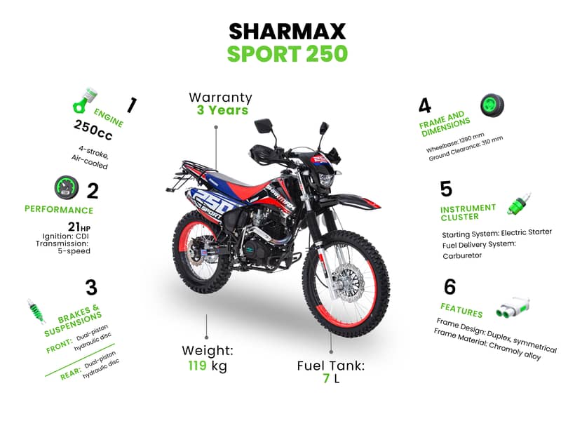 Sharmax Sport 250 WITH WARRANTY (enduro, اندورو، دراجات الطرق الوعرة) 3