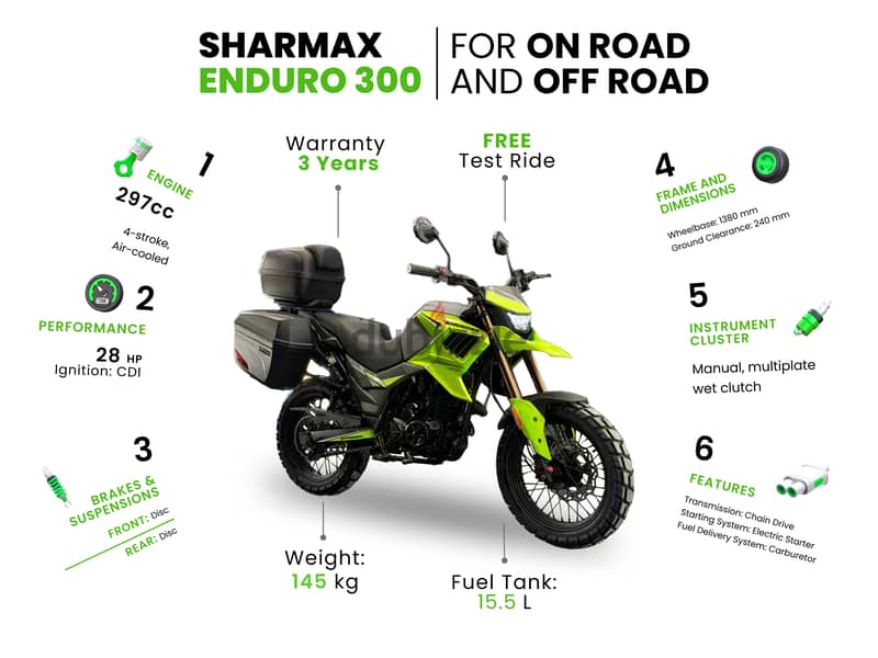 SHARMAX Enduro 300 WITH WARRANTY (enduro دراجة ترحال, اندورو) 3