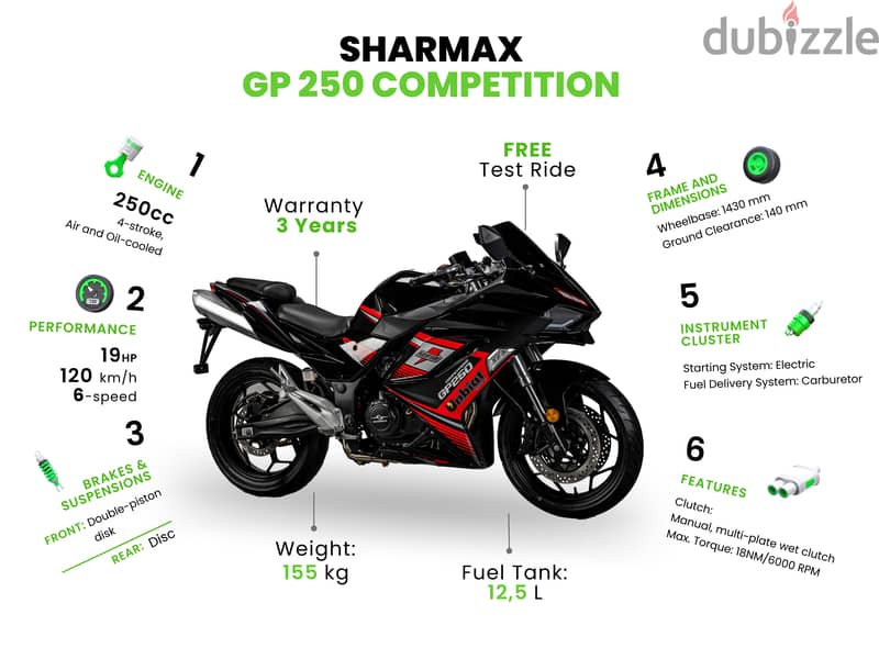 SHARMAX GP 250 Competitions WITH WARRANTY (sport bike سبورت بايك) 4