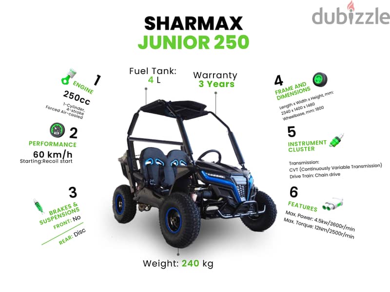 SHARMAX Junior 250 WITH WARRANTY (buggy باجي دراجة اربع عجلات) 3