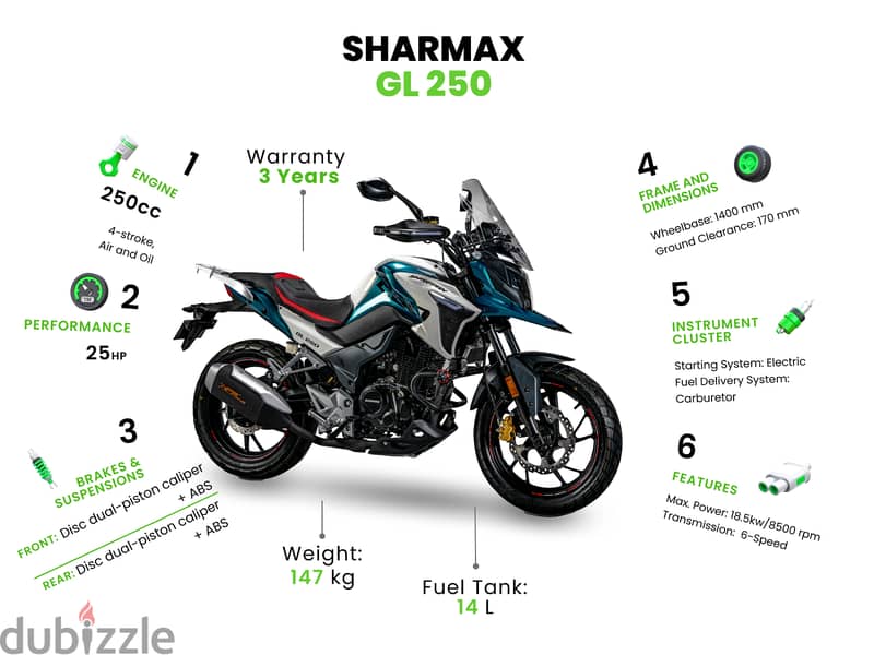 SHARMAX GL 250 WITH WARRANTY (touring bike, دراجة تجوال) 5