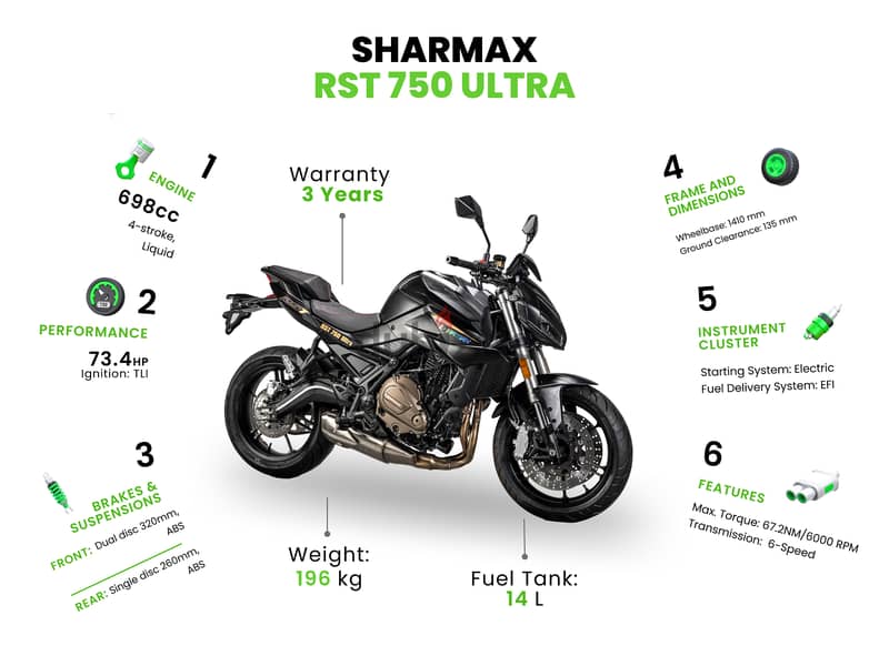 Sharmax RST 750 Ultra WITH WARRANTY (sport bike دراجة نارية رياضية) 3