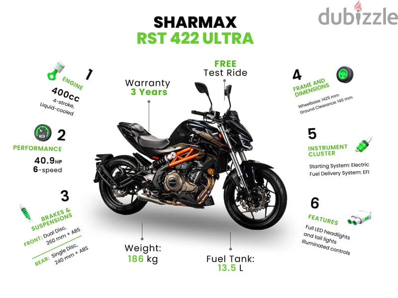 SHARMAX RST 422 Ultra (sport bike, دراجة نارية رياضية، ستريت فايتر) 3