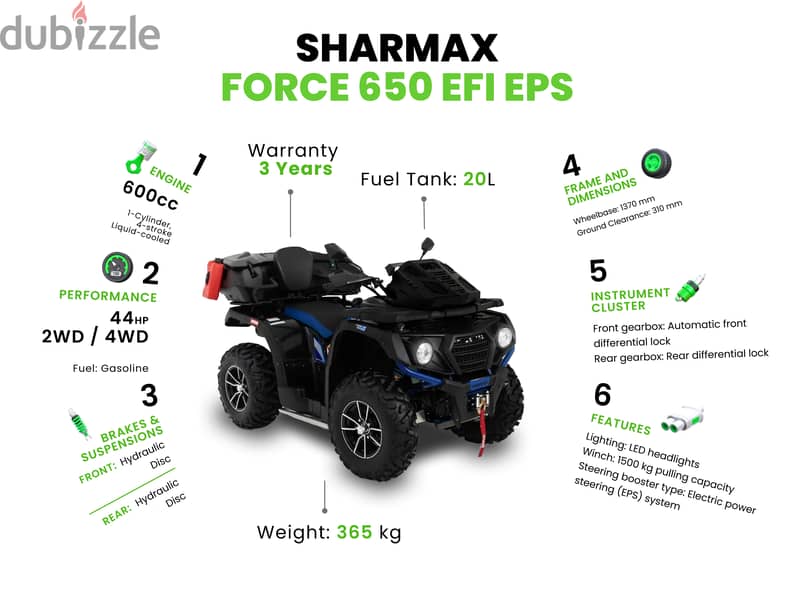 SHARMAX Force 650 EFI EPS WITH WARRANTY (quad bike ATV دراجة رباعية) 3