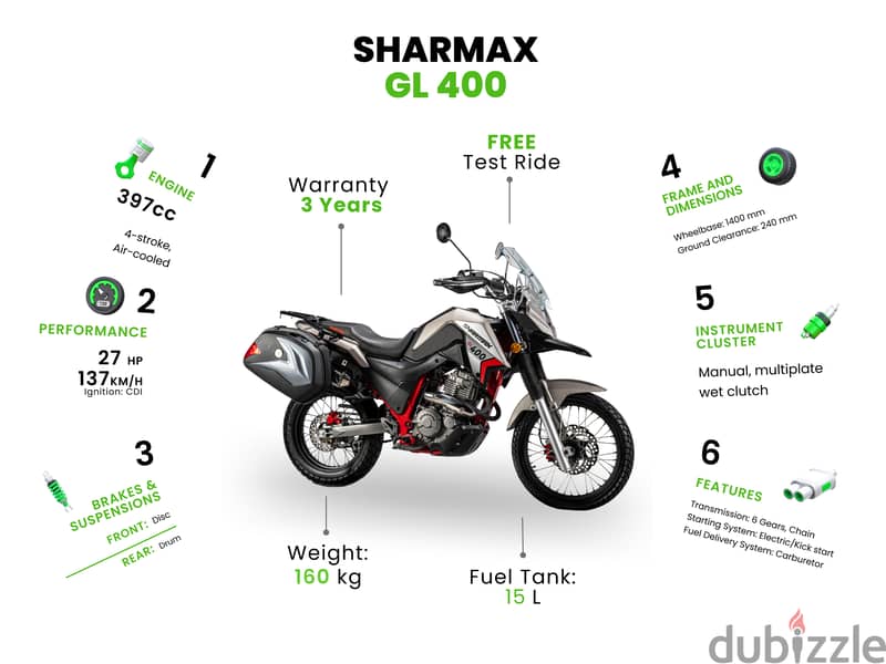 SHARMAX GL 400 WITH WARRANTY (touring bike, دراجة تجوال) 4