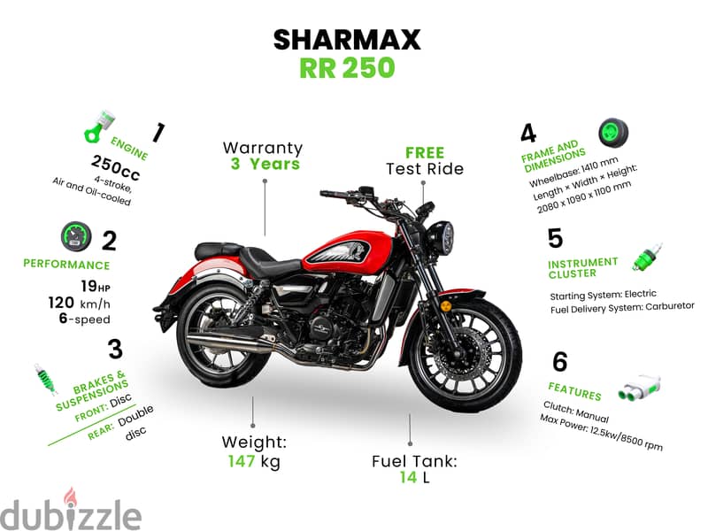 SHARMAX RR 250 WITH WARRANTY (cruiser bike كروزر بايك) 4