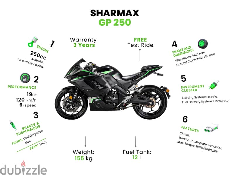 SHARMAX GP 250 WITH WARRANTY (sport bike دراجة نارية رياضية سوبر بايك) 5