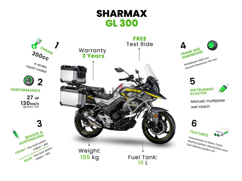 SHARMAX GL 300 WITH WARRANTY (touring bike, دراجة تجوال) 4