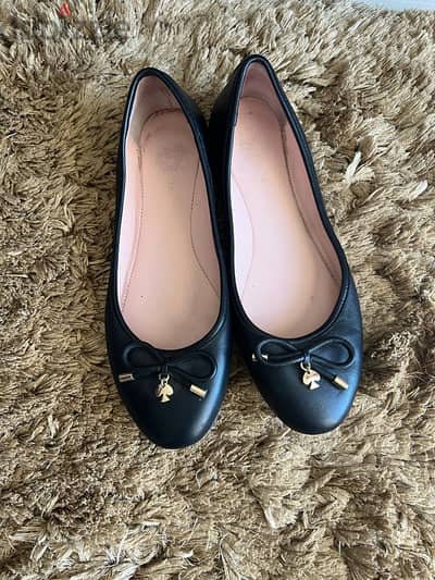 Kate spade willa ballet flat black leather