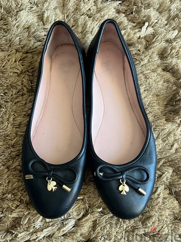 Kate spade willa ballet flat black leather 1