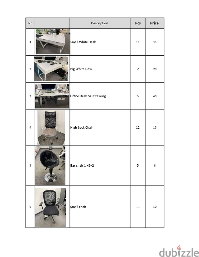 Office Used furniture and items 0