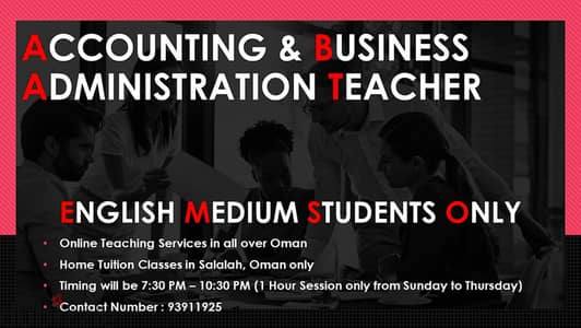 Accounting & Business Administration Teaching Classes (Eng. Medium)