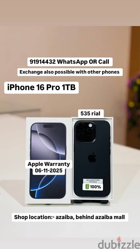 iPhone 16 Pro 1TB less used  Apple Warranty 06-11-2025 0