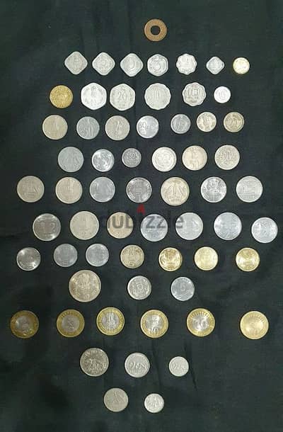 Set of 62 different Indian coins + 23 different Indian Banknotes