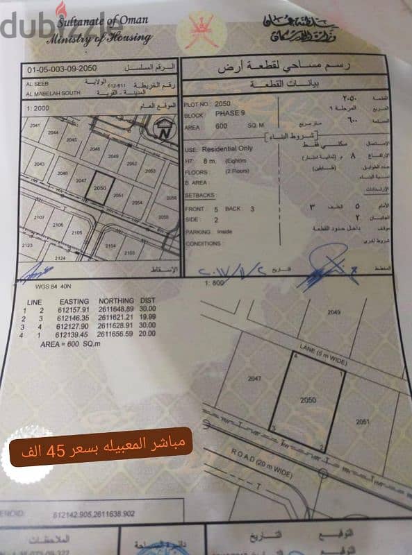 أرض سكنية للبيع في المعبيلة الجنوبية 0